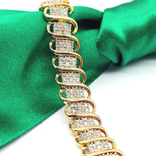 Load image into Gallery viewer, Ladies Yellow Gold 9ct (375,9K) Rare Natural Diamonds Caterpillar Bracelet
