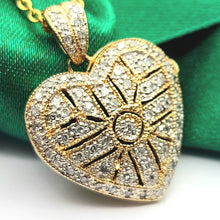 Load image into Gallery viewer, Ladies Yellow Gold 9ct (375, 9K) Openwork Natural Diamonds Heart Locket Pendant
