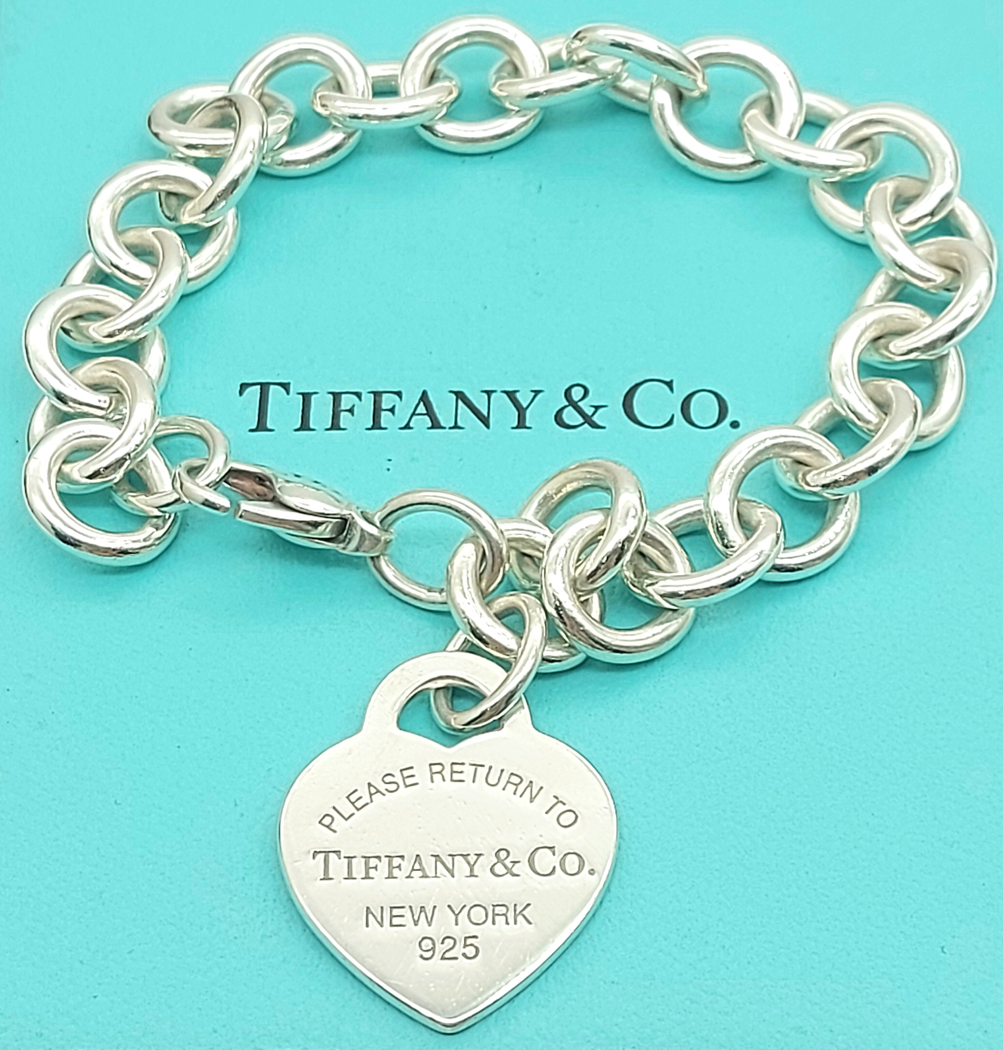 Ladies Tiffany & Co. 925 Sterling Silver 'Return To Tiffany' Heart Tag Bracelet