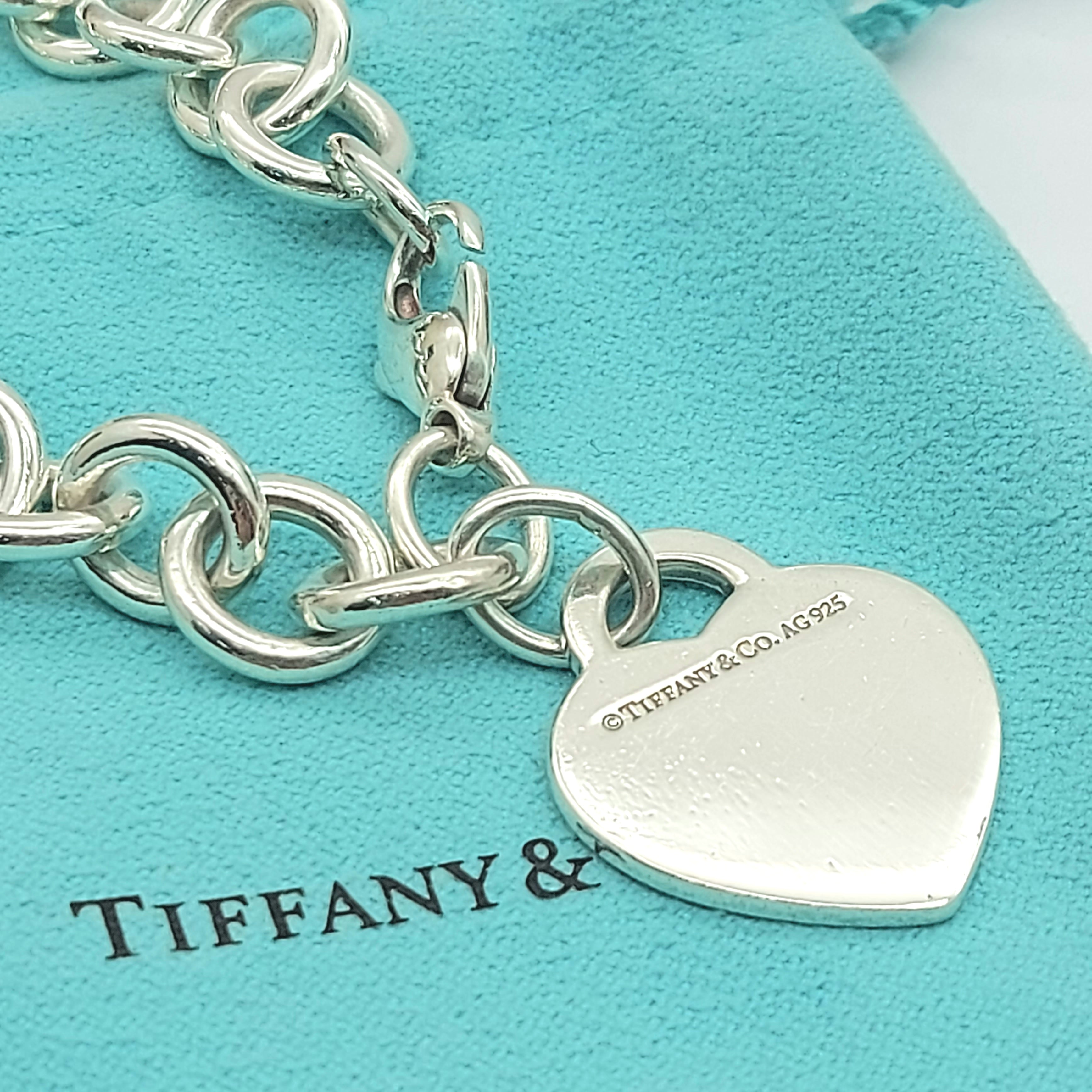 Ladies Tiffany & Co. 925 Sterling Silver 'Return To Tiffany' Heart Tag Bracelet