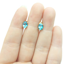 Load image into Gallery viewer, Ladies Yellow Gold 10ct (417, 10K) Natural Oval Topaz Solitaire Stud Earrings
