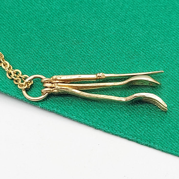Unique Cutlery Set Yellow Gold 9ct (375, 9K) Handmade High Quality Pendant