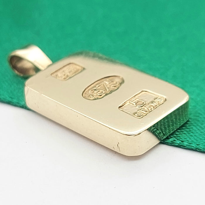 Gold Rectangle Bar Yellow Gold 9ct (375, 9K) Solid High Quality Pendant
