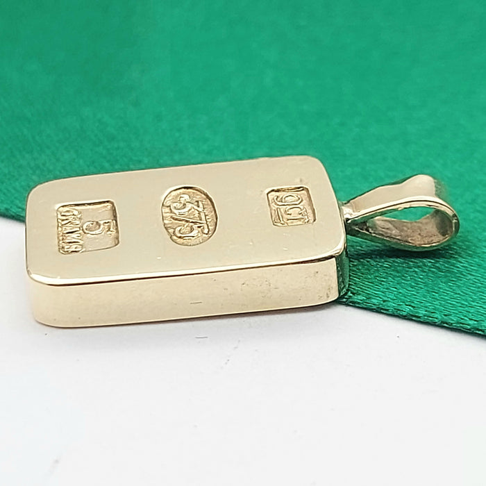 Gold Rectangle Bar Yellow Gold 9ct (375, 9K) Solid High Quality Pendant
