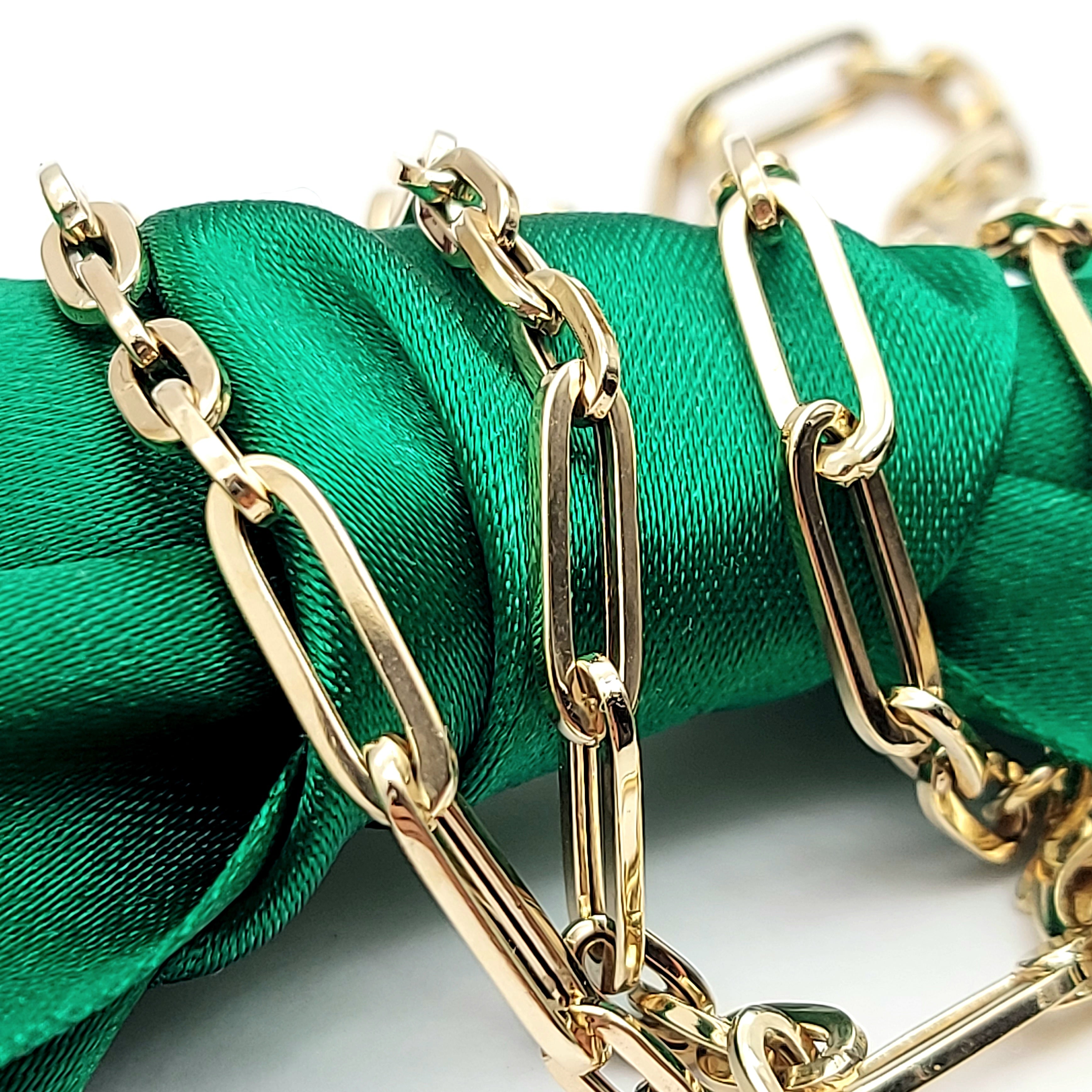 Ladies Yellow Gold 9ct(375,9K) High Quality T-Bar Fancy Paperclip Chain Necklace