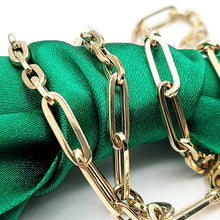 Load image into Gallery viewer, Ladies Yellow Gold 9ct(375,9K) High Quality T-Bar Fancy Paperclip Chain Necklace
