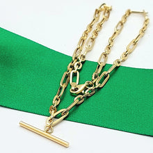 Load image into Gallery viewer, Ladies Yellow Gold 9ct(375,9K) High Quality T-Bar Fancy Paperclip Chain Necklace

