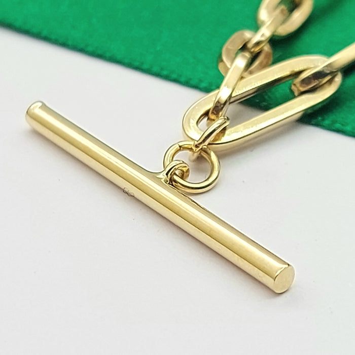 Ladies Yellow Gold 9ct(375,9K) High Quality T-Bar Fancy Paperclip Chain Necklace