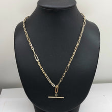 Load image into Gallery viewer, Ladies Yellow Gold 9ct(375,9K) High Quality T-Bar Fancy Paperclip Chain Necklace
