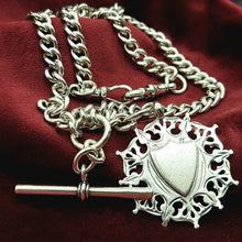 Load image into Gallery viewer, Solid Antique Sterling Silver (925) Curb T-Bar Pendant Unisex Necklace
