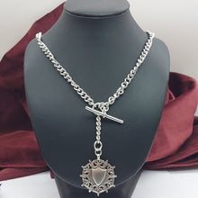 Load image into Gallery viewer, Solid Antique Sterling Silver (925) Curb T-Bar Pendant Unisex Necklace
