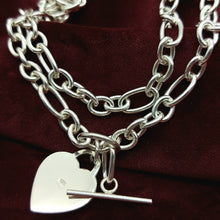 Load image into Gallery viewer, Heart Tag Sterling Silver (925) Solid High Quality Unique Chain Necklace

