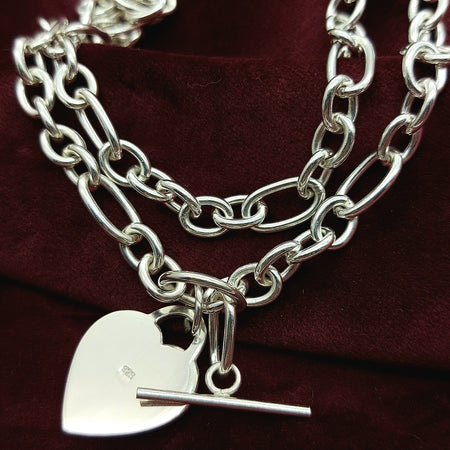 Heart Tag Sterling Silver (925) Solid High Quality Unique Chain Necklace