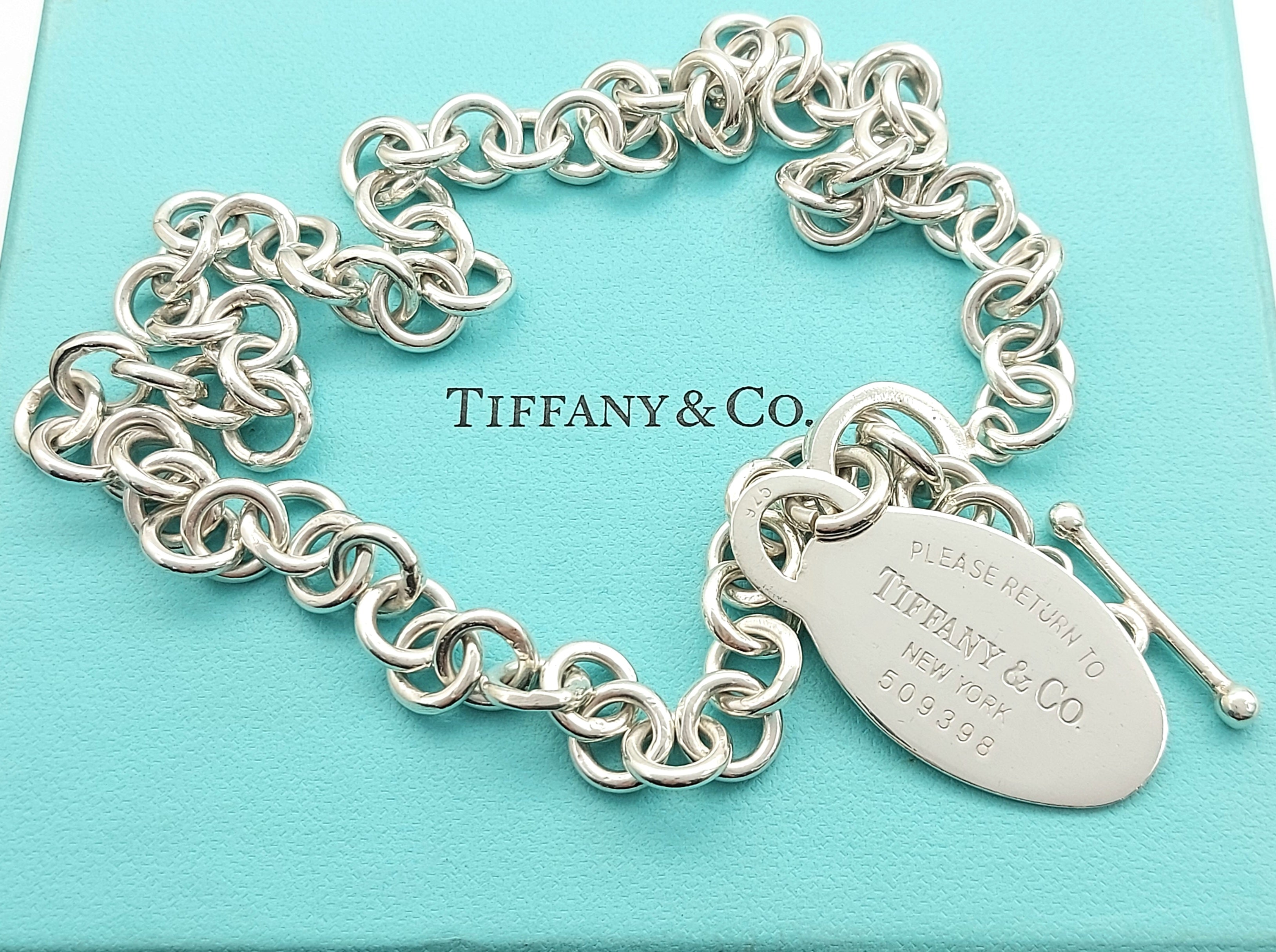 Tiffany & Co. Ladies Sterling Silver (925) Oval Tag Belcher Necklace