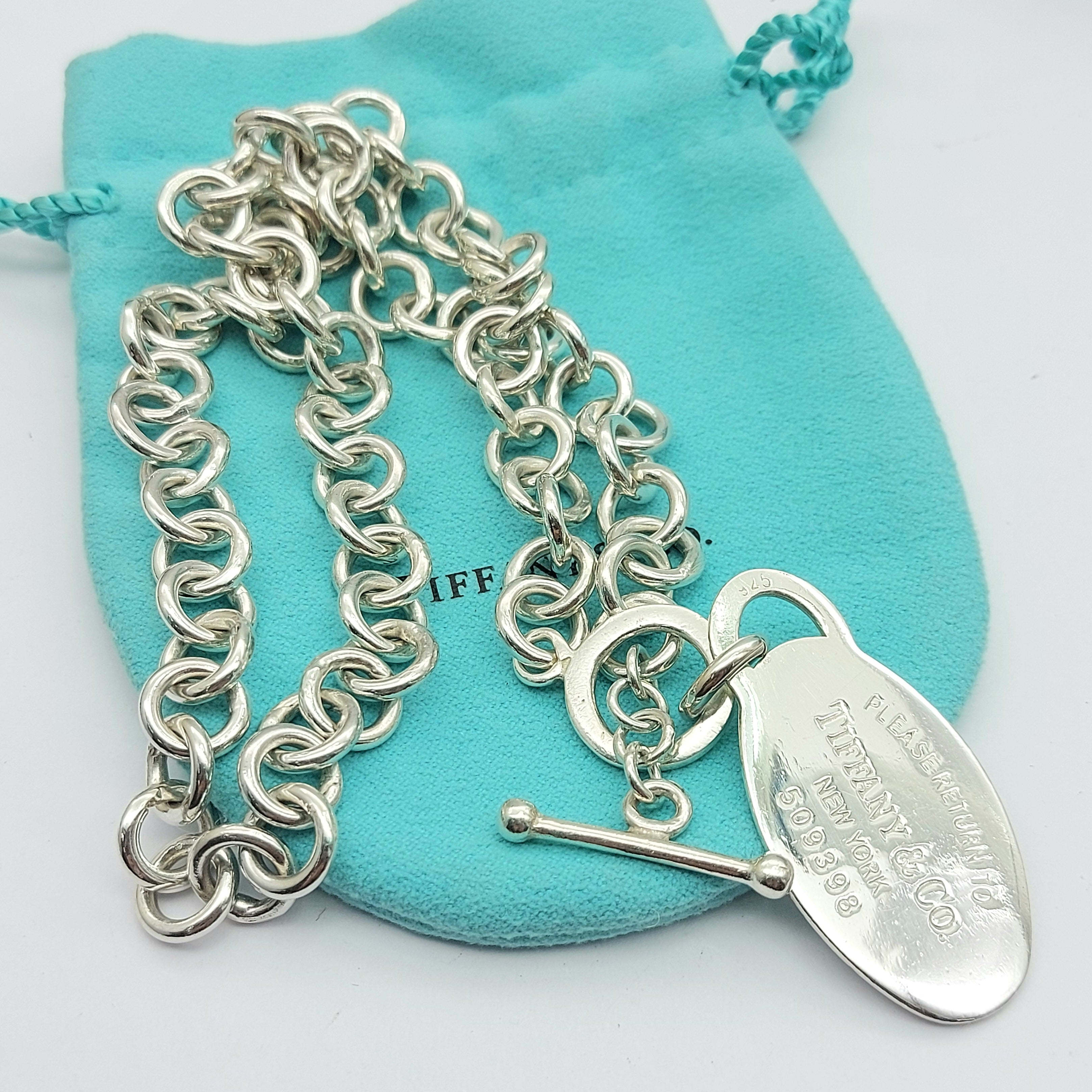 Tiffany & Co. Ladies Sterling Silver (925) Oval Tag Belcher Necklace