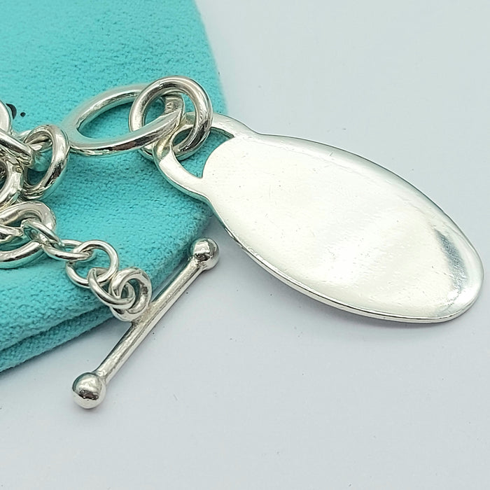 Tiffany & Co. Ladies Sterling Silver (925) Oval Tag Belcher Necklace