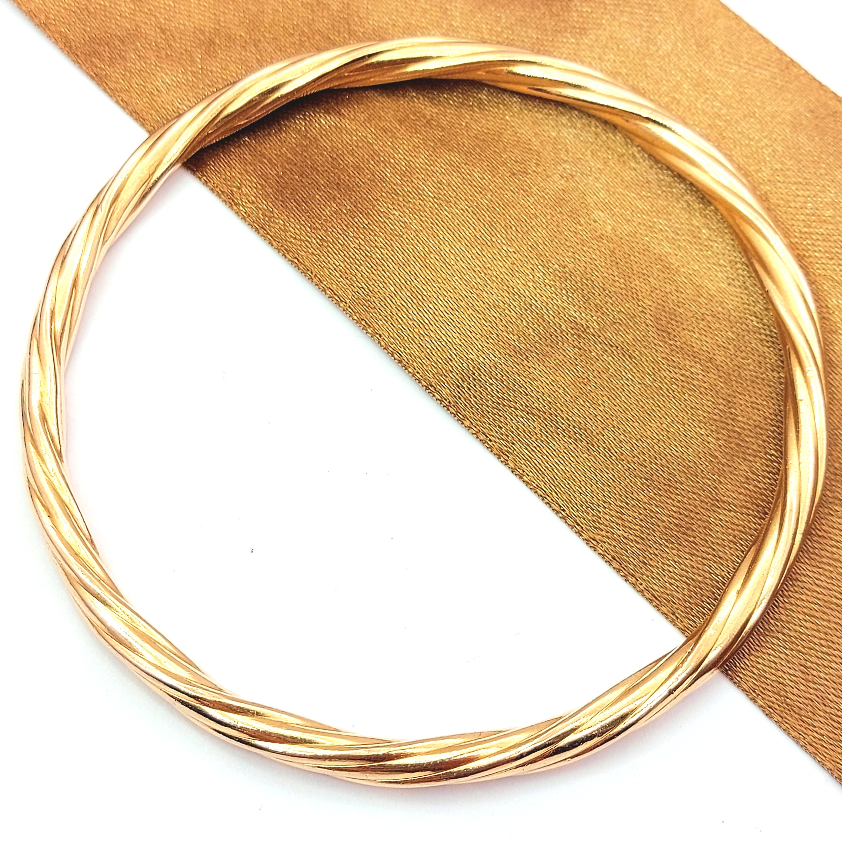 Ladies Rose Gold 9k (375, 9K) High Quality Round Twisted Design Bangle