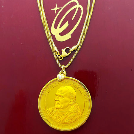 Pope John Paul II 1/2 Oz (24k) GoldQuest Yellow Gold 18ct (750, 18K) Necklace