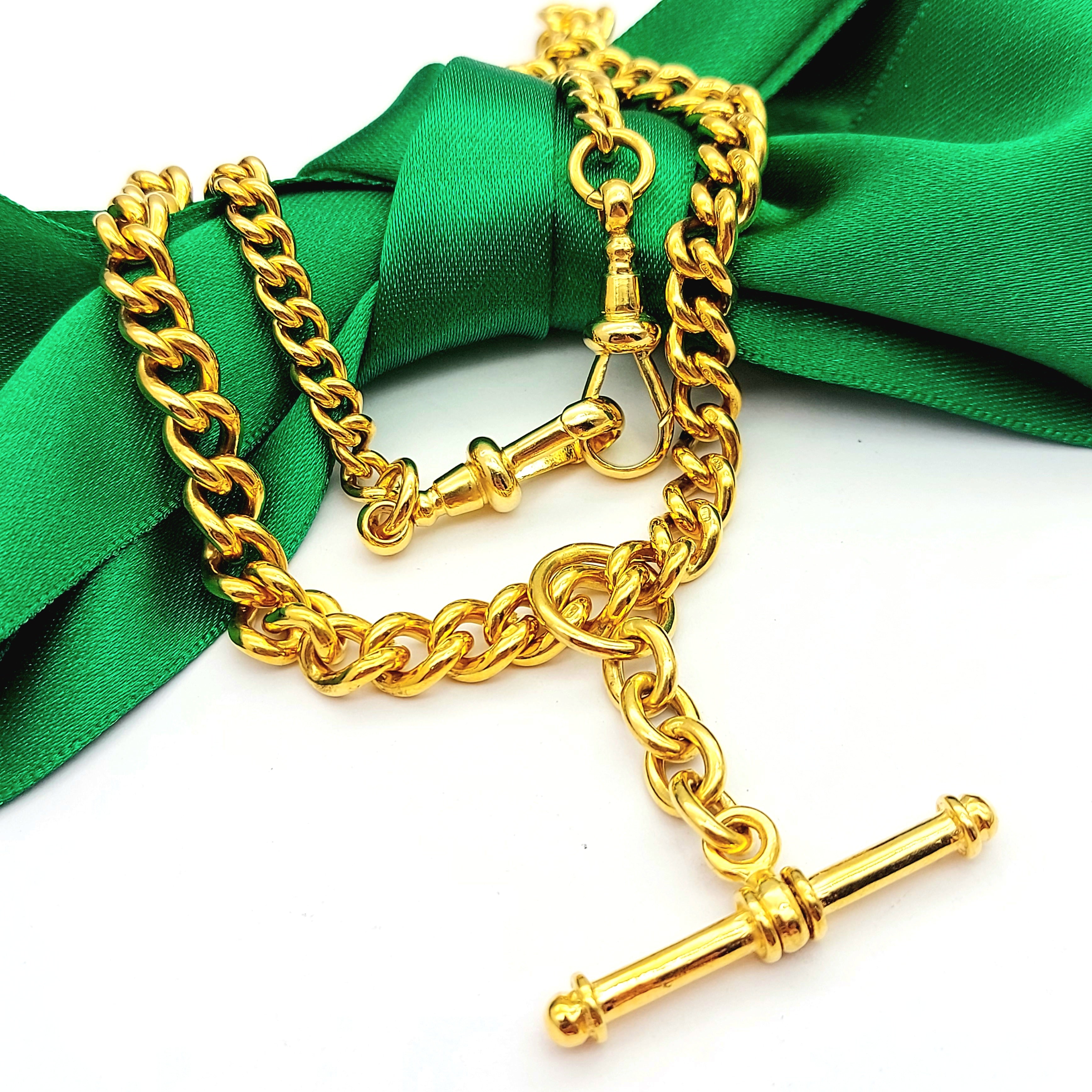 Ladies Yellow Gold 9ct (375, 9k) Rare Solid Antique Curb T-bar Chain Necklace