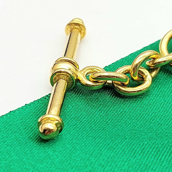 Ladies Yellow Gold 9ct (375, 9k) Rare Solid Antique Curb T-bar Chain Necklace