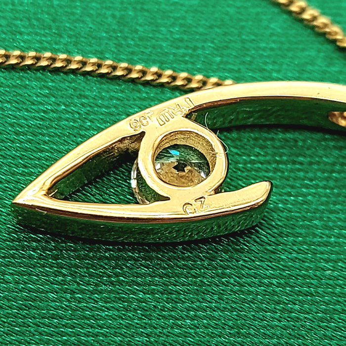 Ladies Yellow Gold 9ct (375,9K) MHJ Diamond 'V' Shaped Bezel Pendant Necklace