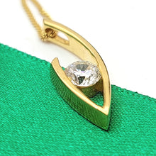 Load image into Gallery viewer, Ladies Yellow Gold 9ct (375,9K) MHJ Diamond &#39;V&#39; Shaped Bezel Pendant Necklace
