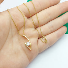 Load image into Gallery viewer, Ladies Yellow Gold 9ct (375,9K) MHJ Diamond &#39;V&#39; Shaped Bezel Pendant Necklace
