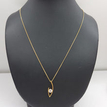 Load image into Gallery viewer, Ladies Yellow Gold 9ct (375,9K) MHJ Diamond &#39;V&#39; Shaped Bezel Pendant Necklace
