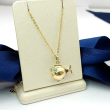 Load image into Gallery viewer, Ladies Yellow Gold 9ct (375, 9K) Unique Puffy Fish W/ Turquoise Eyes Pendant
