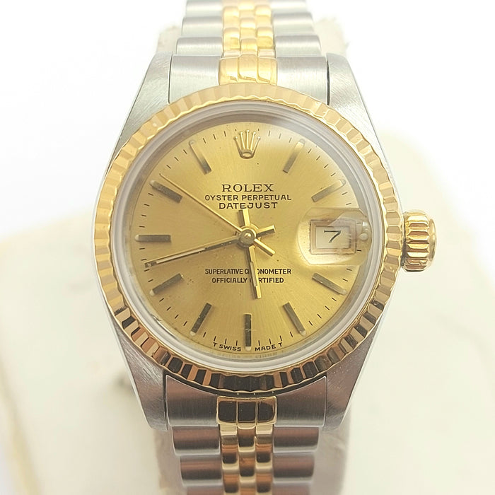 ROLEX 18K (750, 18ct) Yellow Gold Stainless Steel Datejust 26mm Ladies Watch