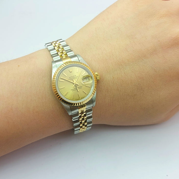 ROLEX 18K (750, 18ct) Yellow Gold Stainless Steel Datejust 26mm Ladies Watch