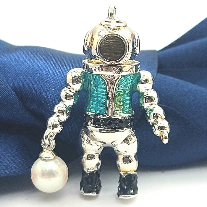 Thomas Sabo Rare Sterling Silver (925) Scuba/Deep Sea Driver Pendant W/ Pearl
