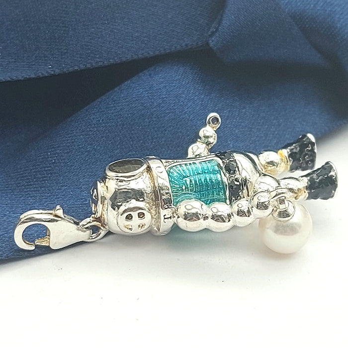 Thomas Sabo Rare Sterling Silver (925) Scuba/Deep Sea Driver Pendant W/ Pearl