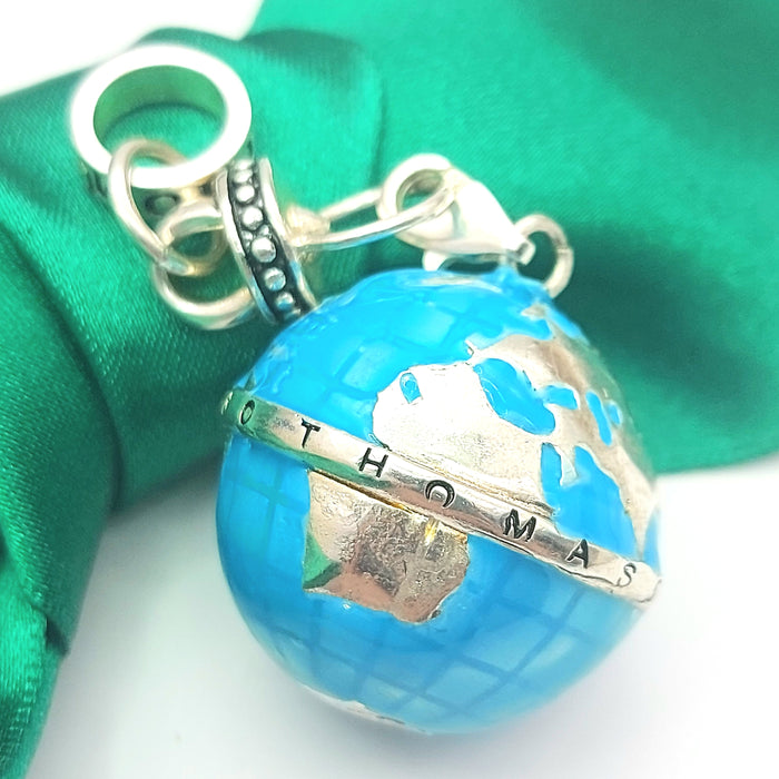 Thomas Sabo Rare Sterling Silver (925) Large Enamel Globe Charm/Pendant