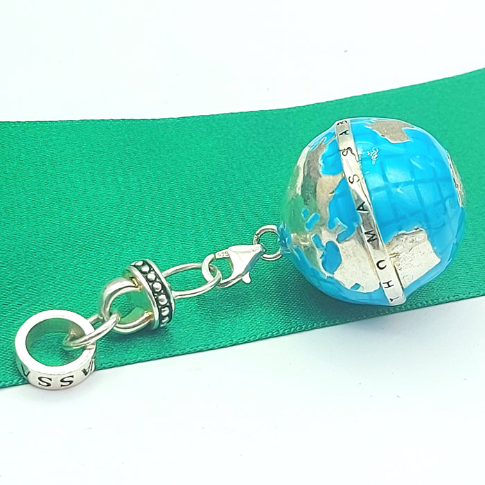 Thomas Sabo Rare Sterling Silver (925) Large Enamel Globe Charm/Pendant