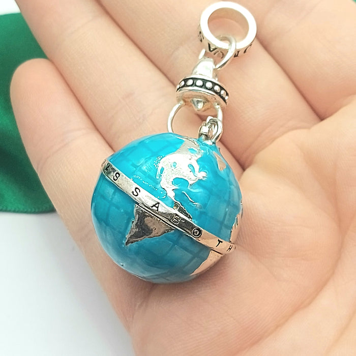 Thomas Sabo Rare Sterling Silver (925) Large Enamel Globe Charm/Pendant