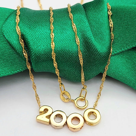 '2000' Birth Year Tri-Tone Gold 18ct (750, 18K) Rare Ladies Charms Necklace