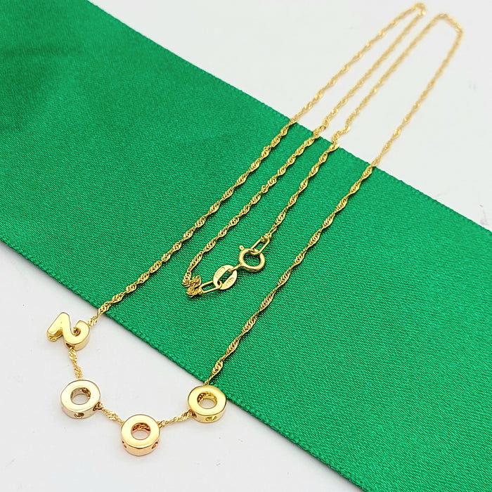 '2000' Birth Year Tri-Tone Gold 18ct (750, 18K) Rare Ladies Charms Necklace