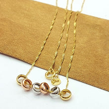 Load image into Gallery viewer, Ladies Tri-Tone Gold 9ct (375, 9K) Dainty Petite Circle Beads Charms Necklace
