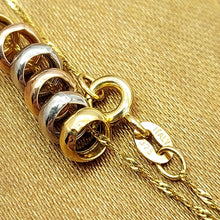 Load image into Gallery viewer, Ladies Tri-Tone Gold 9ct (375, 9K) Dainty Petite Circle Beads Charms Necklace
