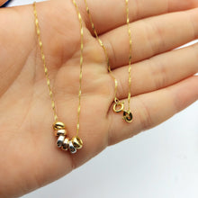 Load image into Gallery viewer, Ladies Tri-Tone Gold 9ct (375, 9K) Dainty Petite Circle Beads Charms Necklace
