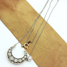Load image into Gallery viewer, Ladies White Gold 18ct (750,18K) Clouded Diamonds Iranian Crescent Moon Necklace
