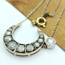 Load image into Gallery viewer, Ladies White Gold 18ct (750,18K) Clouded Diamonds Iranian Crescent Moon Necklace

