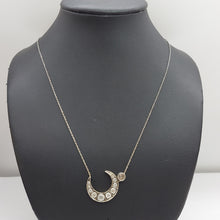 Load image into Gallery viewer, Ladies White Gold 18ct (750,18K) Clouded Diamonds Iranian Crescent Moon Necklace
