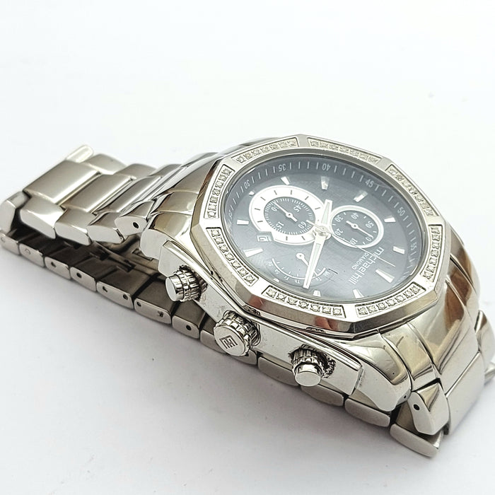 MHJ Men's Chronograph 0.50ct of Natural Diamonds in Stainless Steel Watch
