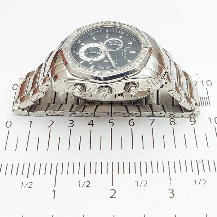 MHJ Men's Chronograph 0.50ct of Natural Diamonds in Stainless Steel Watch