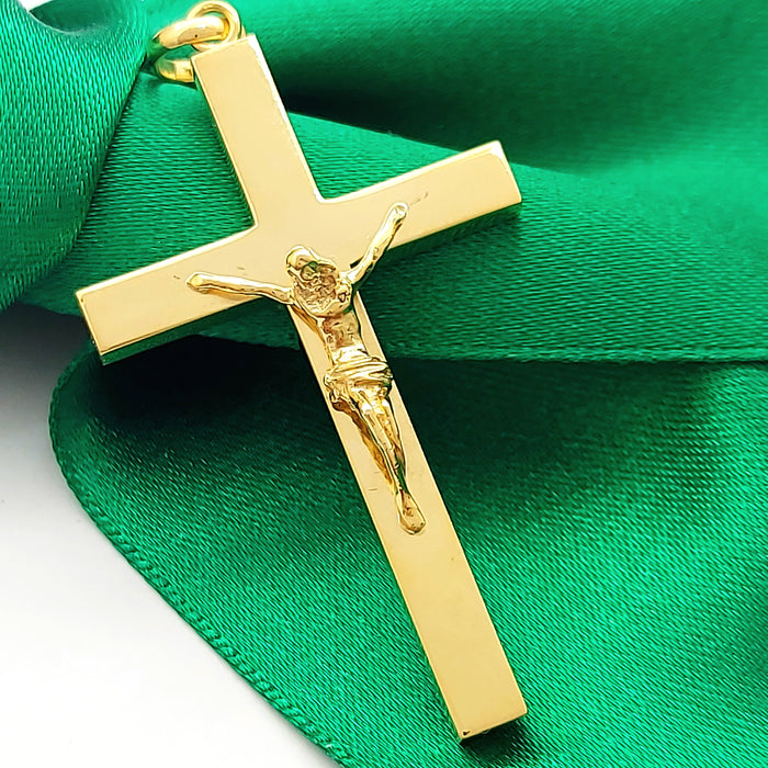 Crucifix Jesus Christ Large Cross Yellow Gold 9ct (375,9k) Plain Unisex Pendant