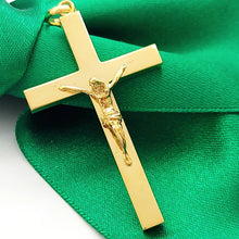 Load image into Gallery viewer, Crucifix Jesus Christ Large Cross Yellow Gold 9ct (375,9k) Plain Unisex Pendant
