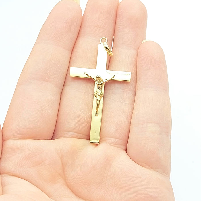 Crucifix Jesus Christ Large Cross Yellow Gold 9ct (375,9k) Plain Unisex Pendant