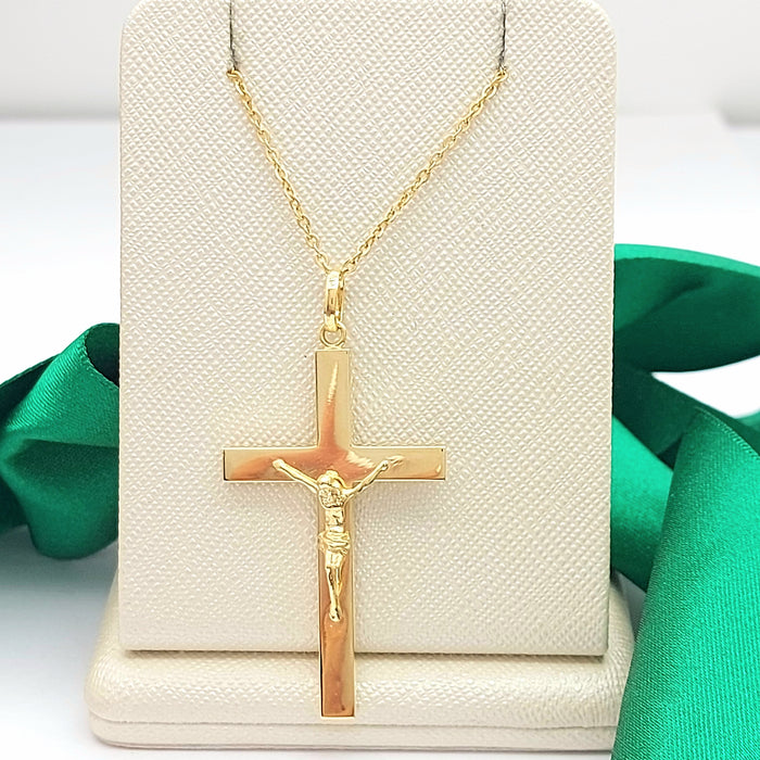 Crucifix Jesus Christ Large Cross Yellow Gold 9ct (375,9k) Plain Unisex Pendant